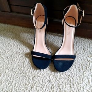 Black Ankle Strap Open Toe Pump